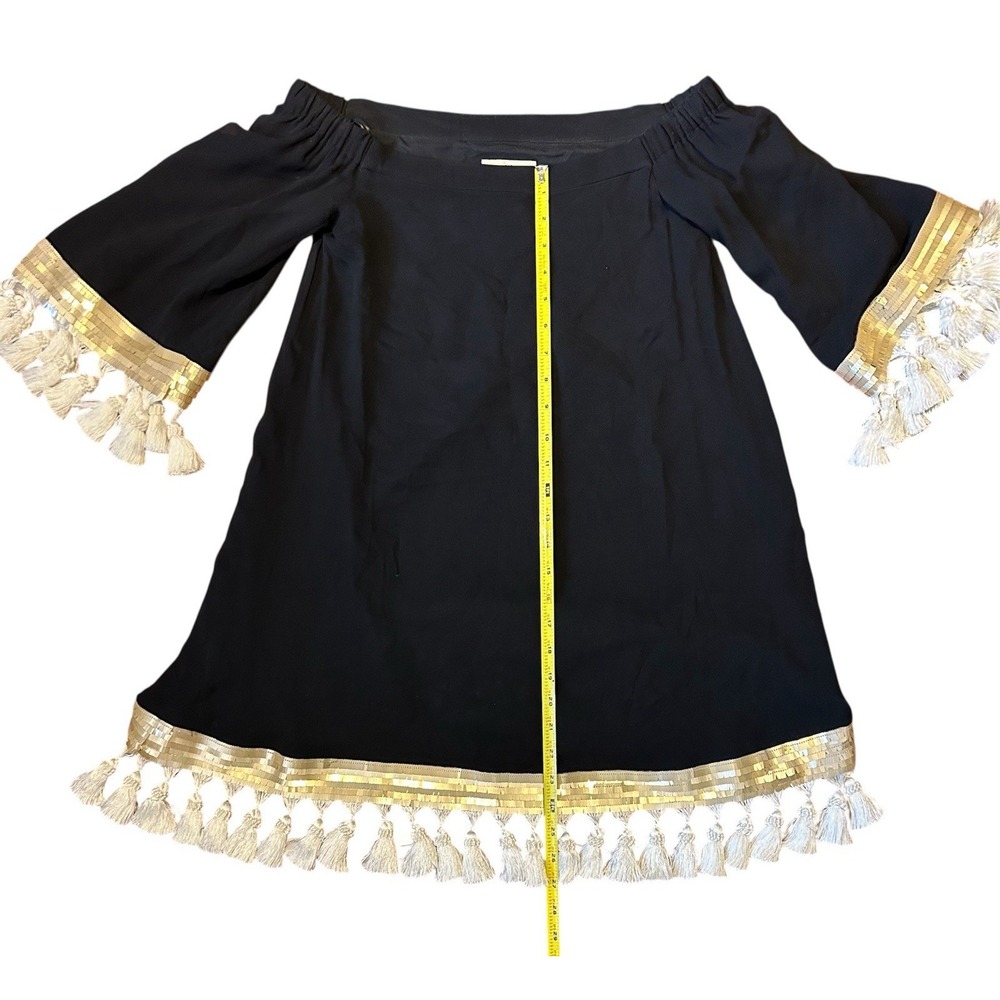 Mestiza New York Dress Cha Cha Silk Shimmy Off the Shoulder Tassel Sequin Sz XS - Picture 7 of 8